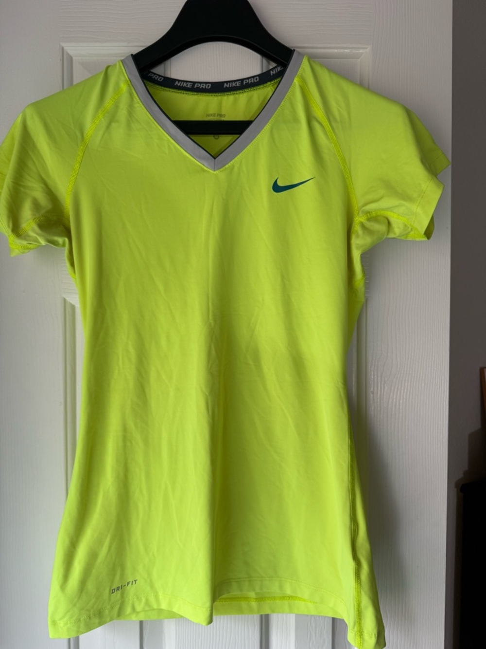 Nike Women’s Neon Yellow V-Neck Dri-FIT Tee